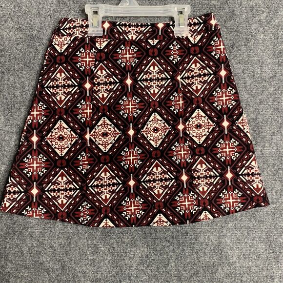 H&M Flare Mini Skirt Pattern Denim With Front Zipper Women 2 Lined - Picture 6 of 15